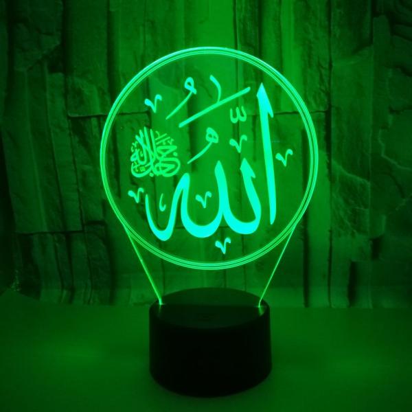 Foreign trade new Allah 3D night light custom OEM logo sign production Creative colorful 3D small table lamp
