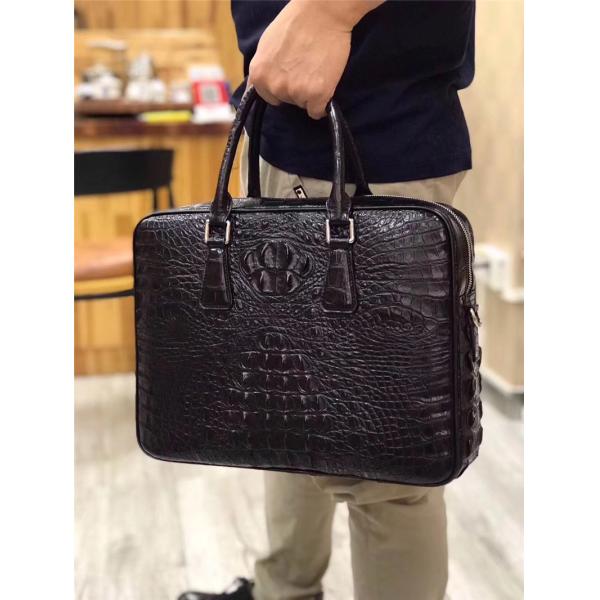 Exotic Real Crocodile Skin Zipper Closure Businessmen Laptop Briefcase Shoulder Bag Genuine Alligator Leather Male Purse