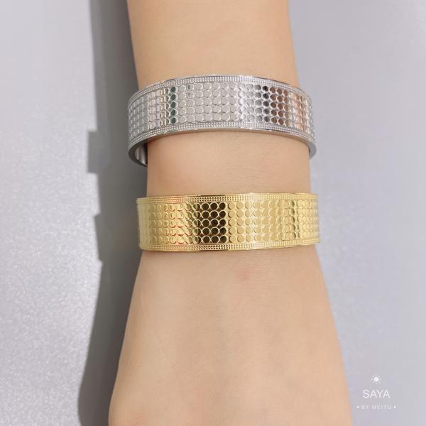 stainless steel tide brand jewelry gold diamond wide bracelet all-match bangle