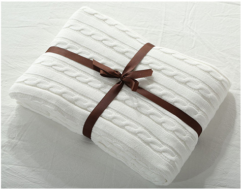 Home Cotton Soft Throw Blanket , Quilted Twist Pattern Knit Throw Blanket