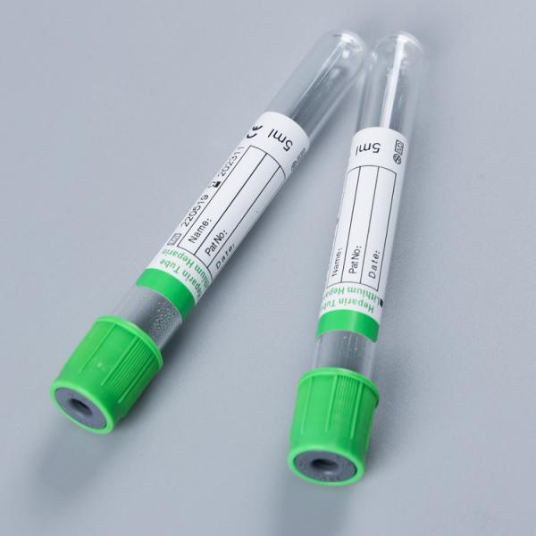 CE ISO Green Cap Lithium Heparin Disposable Vacuum Blood Collection Tube With Rubber Plug