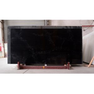 Quality 10mm Thickness Black Artificial Quartz Stone Wall Panels Man Made for sale