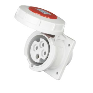 Red Cover Industrial Plug Sockets 32Amp Rated Current Nylon Material