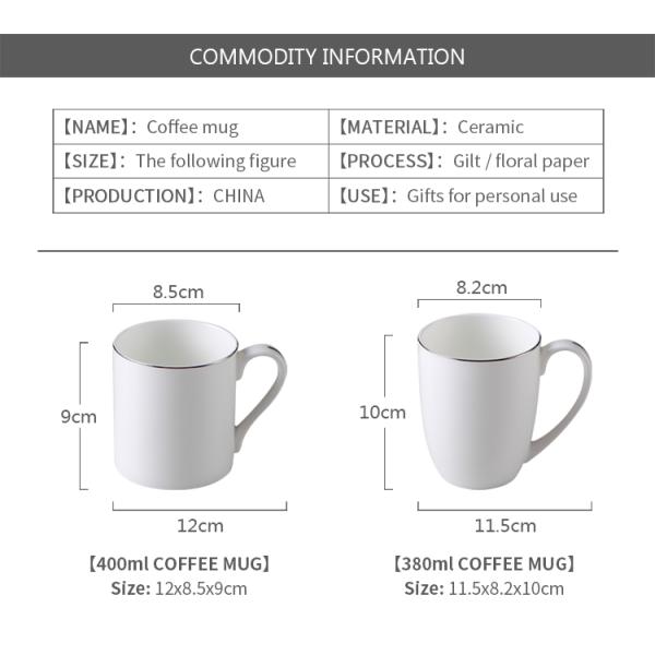 Hotel Office 10oz Straight Eco Thin Fine Porcelain Coffee Mugs