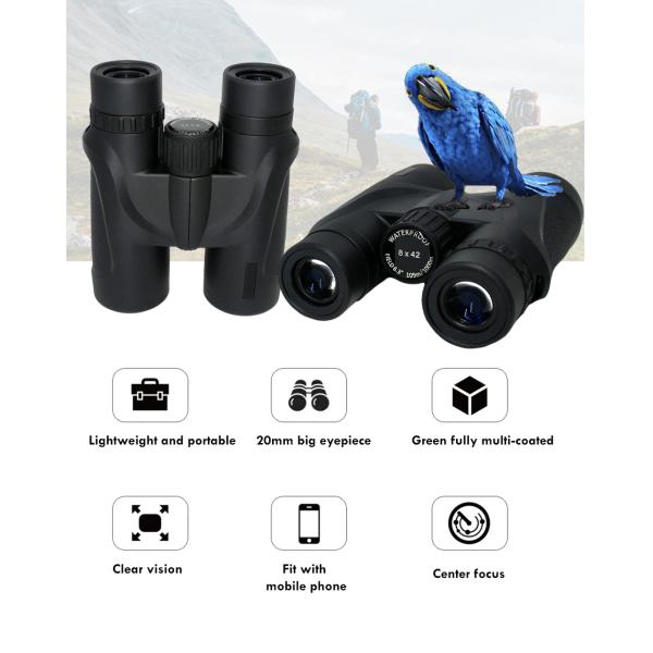 Large Eyepieces 8x42 HD Binoculars Telescope Lightweight For Adults Bird Watching