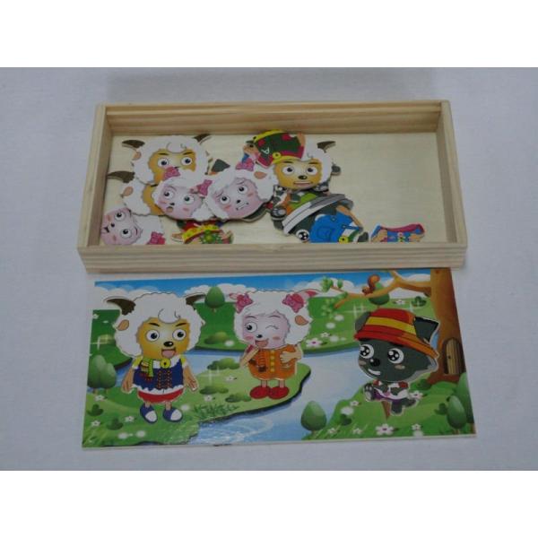 Best Cartoon Xiyangyang Dressing Jigsaw Puzzle Pine / Stickers Wooden Puzzle