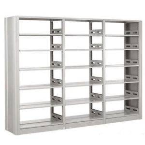 Quality 80kg/Layer Double Sided Movable Muchn Bookcase Metal Shelves for sale