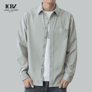 LCBZ Custom Color Oversized Mens Shirt Jacket in Heavy Cotton for Casual Autumn