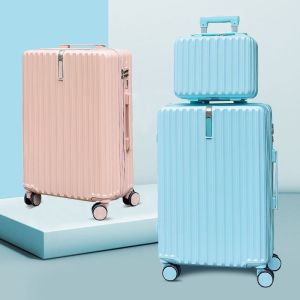 Quality Blue color Luggage universal wheel zipper 20 students strong and durable password leather suitcase 24 inchesin Spinner Wheeled Luggage for sale