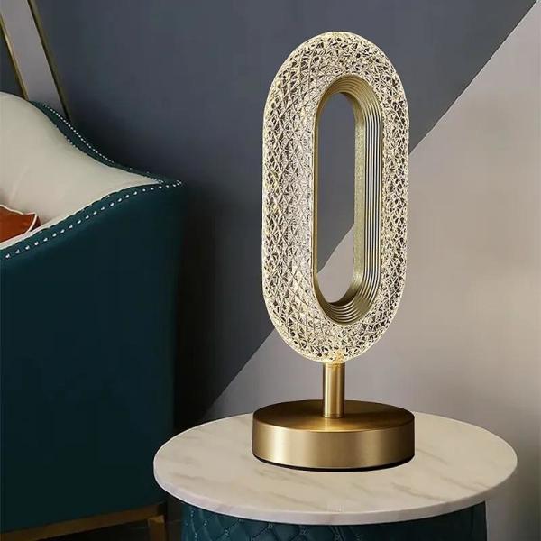 Buy Modern Bedroom Bedside Table Lamp Gold Acrylic Metal LED Table Lamp at wholesale prices