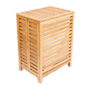 ODM Portable Bamboo Laundry Hamper Basket With Lid Shelf