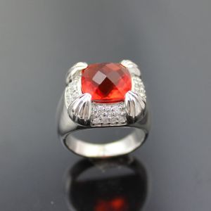 925 Sterling Silver Blue Topaz Cubic Zirconia Ring(F59)