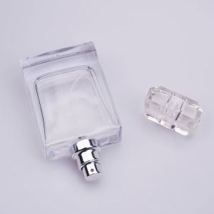 50ml Flat Glass Perfume Bottle With Clear Syrlyn cap