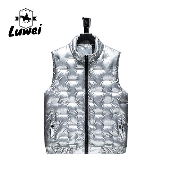 Zipper Quilted Bubble Coat Vest Waterproof Polyester Cotton Sleeveless Puffer