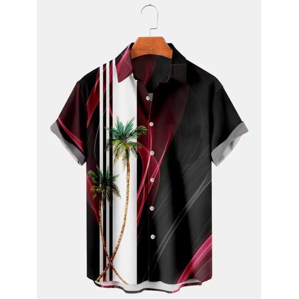 Custom Printed Hawaiian Camp Shirt for Men Allover Logo Design Covered Button Closure