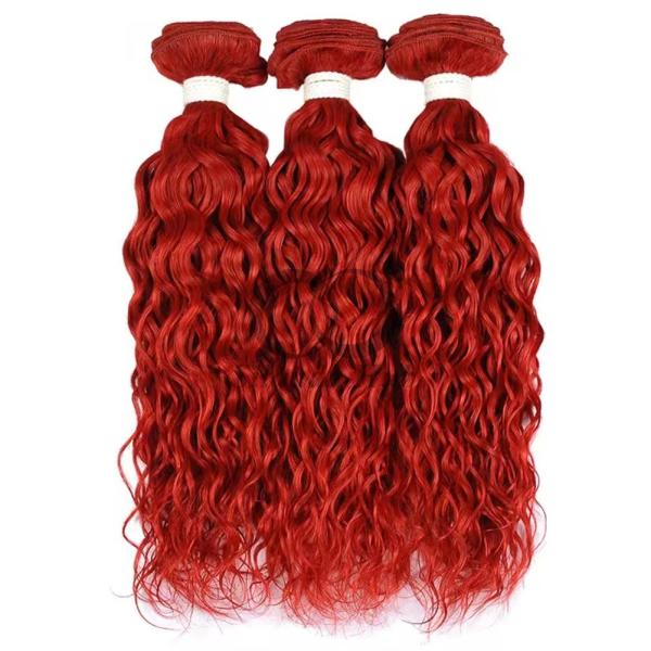 Red Water Wave Remy Human Hair Bundles Sew In Weave Bundles Brazilian Bundle Deals