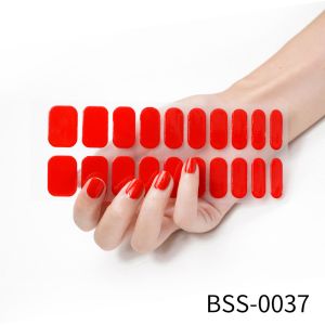 3D Solid Color Design Nail Strips Semi Cured Gel UV Nail Sticker For Girl Free