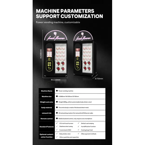 Haloo Vending Machine Supplier 5-20 Degree Celsuis Customize Flower Vending Machine Big Locker Vending Machine 18