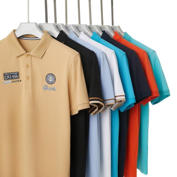 Men's Clothing Casual Style Polo Shirts with Embossed Logo and Double-sided Print