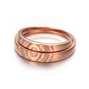 18K Rose Gold Daimonds Couple Wedding Band Ring (GDR009)