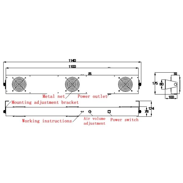 AP-DC2452-80J Overhead hanging air ionizering blower for Electronics Semiconductors Plastics Films Inductries