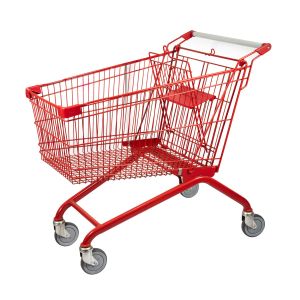 Red 180L European Style Shopping Cart Supermarket Trolley Large Capacity