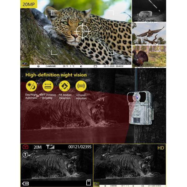 20MP Night Vision Hunting Cameras SMTP MMS SMS IP67 Wildlife Trail Hunting Camera