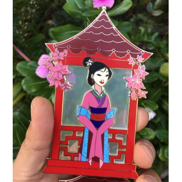 Buy Zinc Alloy Gold Plating Translucent pin badge with satained glass at wholesale prices