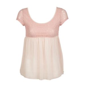 Pink Lace Short Sleeve Blouse , Ladies / Womens Shirts Blouses / Shirts