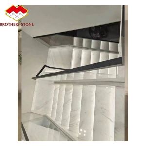 Modern Polished White Marble Stairs Tiles Cut-to-Size Natural Stone for Interior