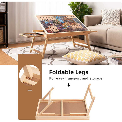 Folding Wooden Table Jigsaw Puzzle Board for AJUNION 1000 Piece Puzzle 31.1 x 22 x 2.4
