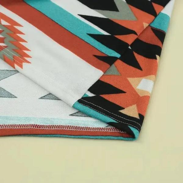 Western Style Clothing Geometric Color Block Cardigan Knitted Print Long Cardigan Coat for Women