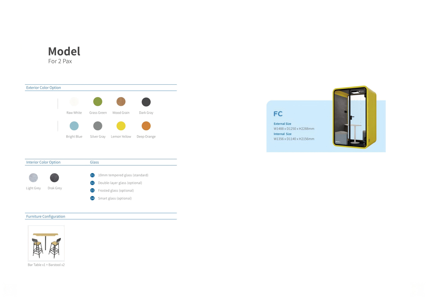 Modern Meeting Room Pods Multiple Color 2 Person Phone Booth