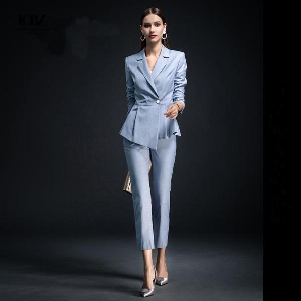 2021 Autumn Formal Occasions V-neck Business Suits for Women Slim Professional Set
