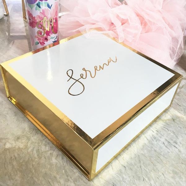 Custom Printed Rose Gold Bridal Bridesmaid Proposal Gift Box Will You Be My