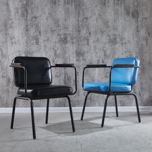 Metal Frame Restaurant Dining Room Chairs With Soft Leather Seats