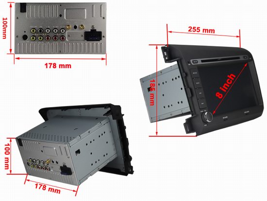 8 Inch 2012 Honda Civic Car Radio with HD Digital touch Screen mp3 mp4 player OCB-8631