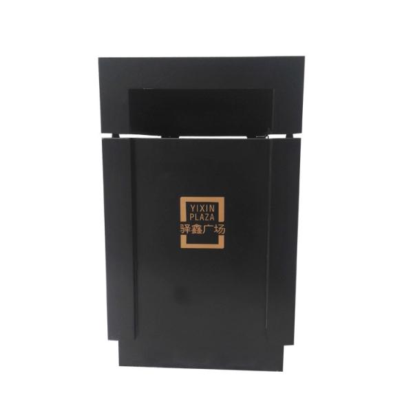Buy Square 15gal Single Steel Outdoor Trash Can With Logo at wholesale prices