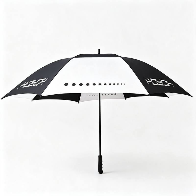 60 inch large manual open wind resistant umbrella front angle black white design