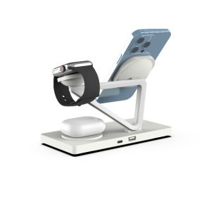 5 In 1 Magnetic Wireless Charging With Night Lamp 2w ABS Material White And