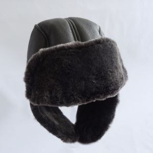High quality wholesale double face shearling trapper sheepskin hat