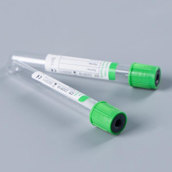 CE ISO Green Cap Lithium Heparin Disposable Vacuum Blood Collection Tube With Rubber Plug