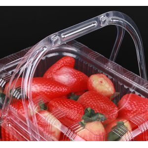 Fruit Organizer, Degradable Transparent Plastic Fruit Box Packaging With Handle,