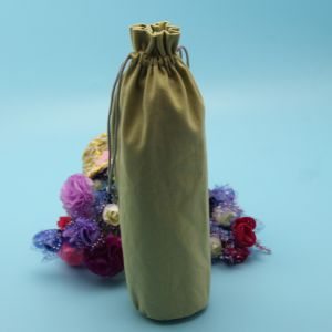 Recyclable Coloured Drawstring Bags , 10cm X 28cm High Canvas Bottle Bag