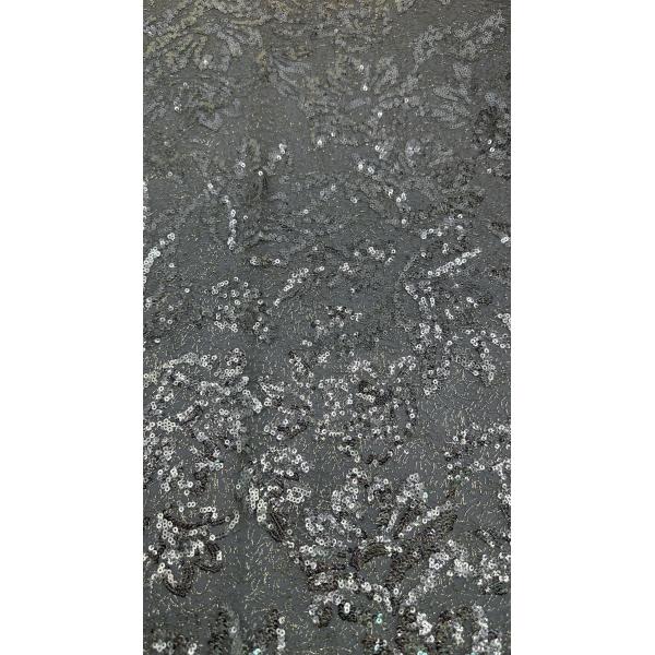 Black Sexy Sequin Embroidered Lace Fabric Decorative Mesh Leafy For Costumes