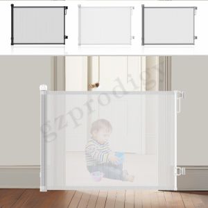 Extra Width Black Retractable Baby Gate Easy Roll Up Safety Gate For Children