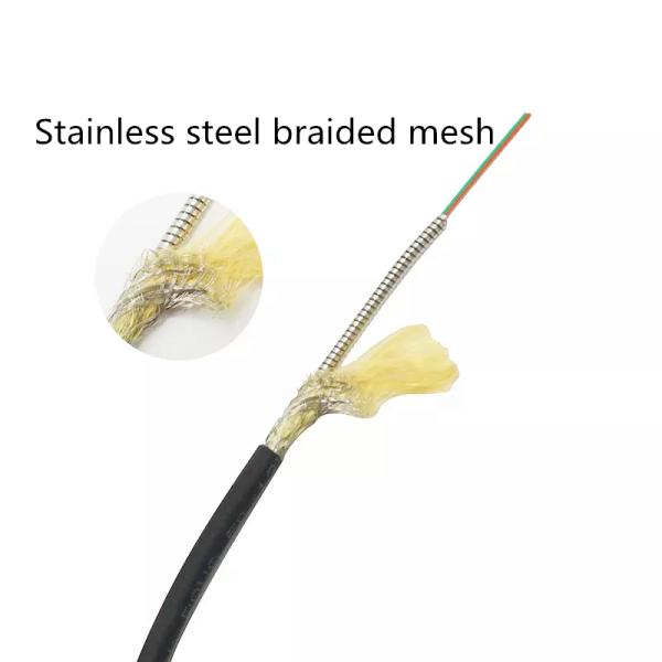 TPU Sheath 1/2 Core Customized Fiber Optic Cable Armored Tactical Grade Spring Tube SUS G652