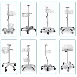 Adjustable Height Patient Monitoring System Medical Mount / Move Trolley