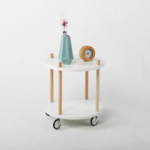 Foldable Double-Shelf Modern Side Table with Customized Color Storage Trolley