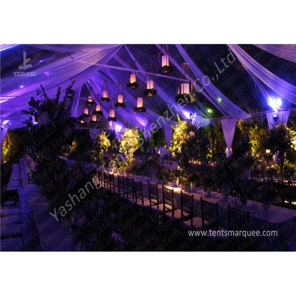 Buy Classical Wood Tables Available for Luxury Wedding Tents with Aluminum Frame at wholesale prices